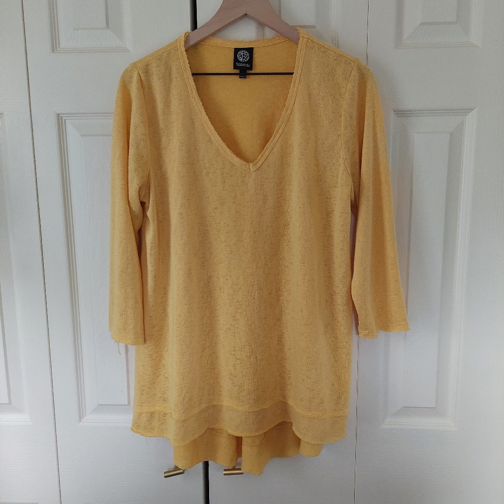 Bobeau Yellow Long Sleeve Top